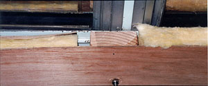Closeup of stud and insulation
